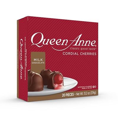 Queen Anne Milk Chocolate Covered Cordial Cherries | 13.2 oz | 20 Piece Gift Box | Whole Cherry Sweet Creamy Fruity Flavor | Holiday Candy