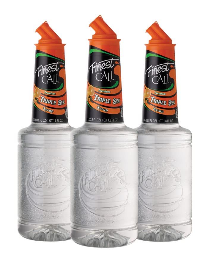 Finest Call Premium Triple Sec Syrup Drink Mix, 1 Liter Bottle (33.8 Fl Oz), Pack of 3