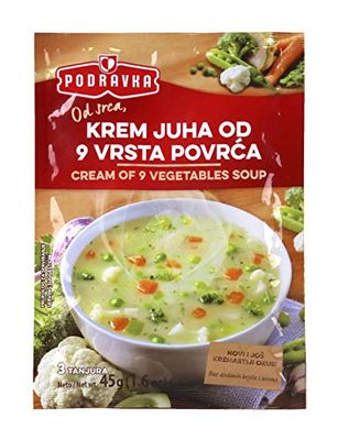 Podravka Soup, Cream of 9 Vegetables, 45 g (Pack of 19)