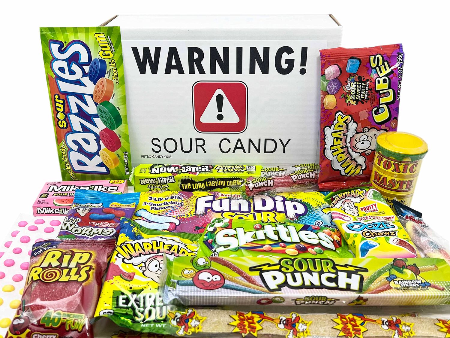 RETRO CANDY YUM Super Sour Candy Variety Pack - Assorted Sour Candy Box - Sour Candy Box for Gift, Christmas, Holiday Celebration