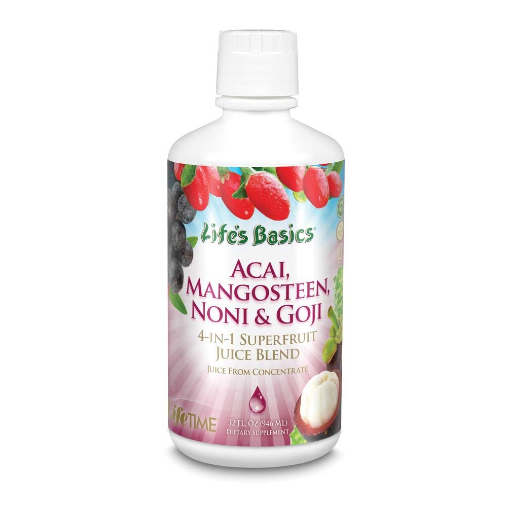 Lifetime Acai, Mangosteen, Noni &amp; Goji Superfruit Juice Blend | Dynamic Antioxidant, No Gluten | For Healthy Circulation &amp; Immunity | 32 FL oz