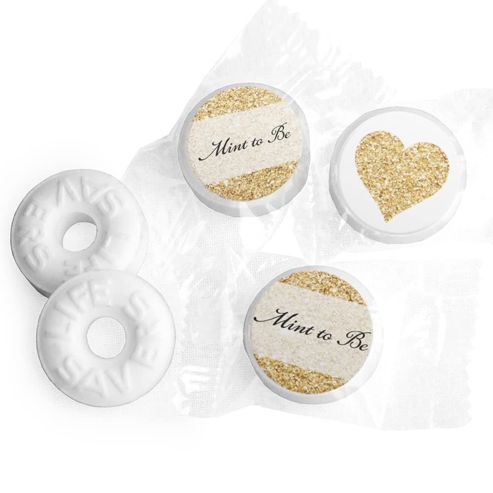 Mint to Be Wedding Mints Favors LifeSavers Mints Pep-o-mint (Approx 335-365 mints) - Gold Shimmer