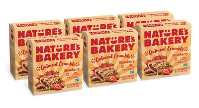 Nature&#39;s Bakery Oatmeal Crumble Bars, Strawberry, 6-6 Count Boxes (36 Bars), Vegan Snacks, Non-GMO