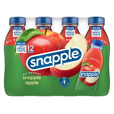 Snapple Apple Juice Drink, 16 fl oz recycled plastic bottle, Pack of 12