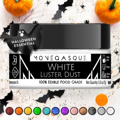 MONGASQUE White Luster Dust Edible Glitter for Cocktails 7g - Premium White Edible Glitter - Cake Christmas Glitter White - Edible Glitter for Drinks - Drink Glitter Edible - Edible Glitter for Cakes