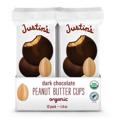 JUSTIN&#39;S Organic Dark Chocolate Peanut Butter Cups, 12 Pack (2 cups each)