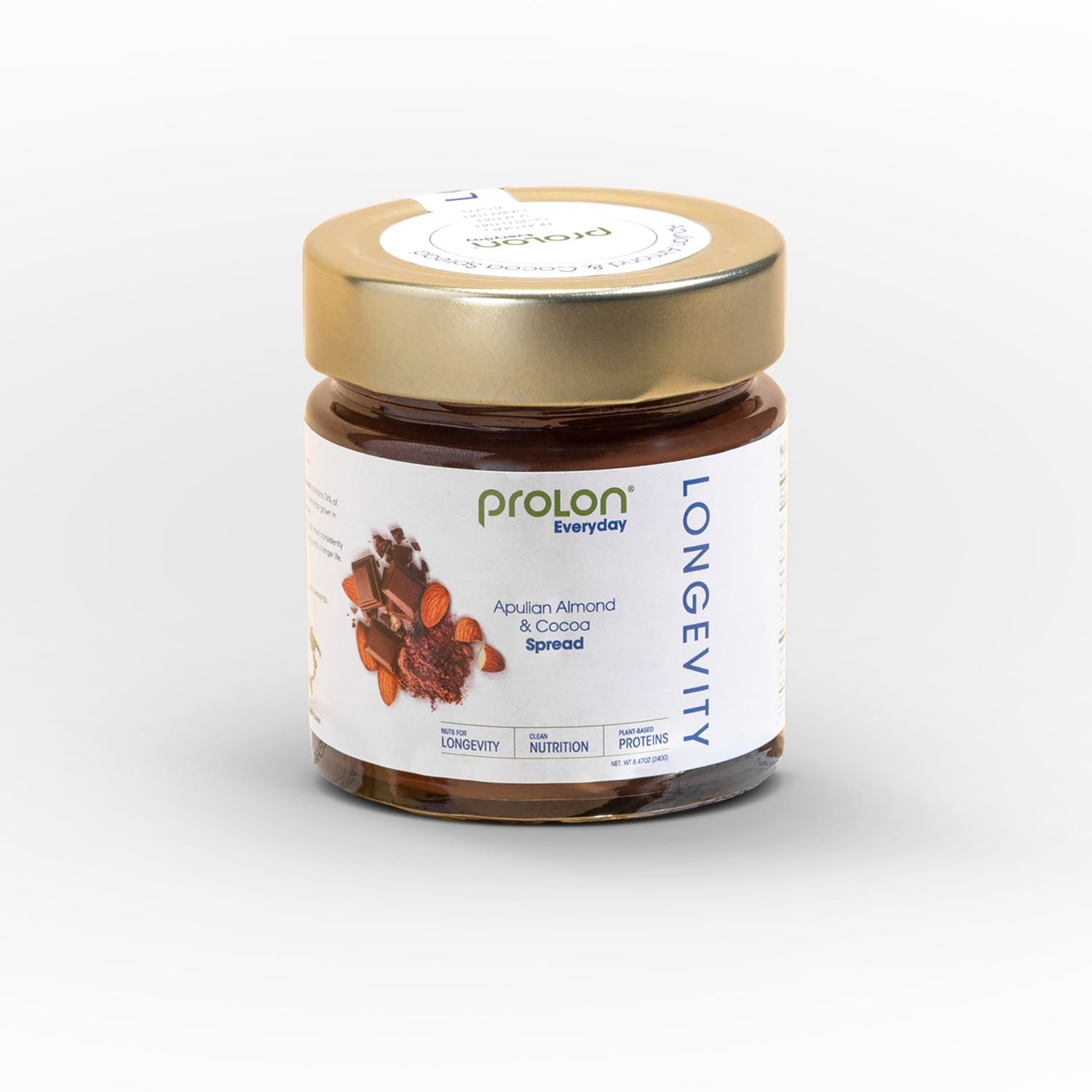 Prolon L-Spread Almond Chocolate Spread | Healthy Low Sugar Keto Snack | Rich in Magnesium, Vitamin E, Fiber, Calcium | Gluten-Free, Vegan, Dairy-Free | Plant-Based w/Cane Sugar, &amp; Healthy Fats, 1 Jar