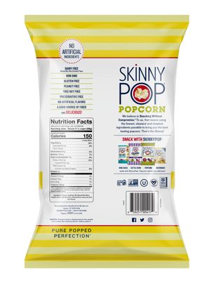 SkinnyPop White Cheddar Popcorn, Gluten Free, Non-GMO, Healthy Popcorn Snacks, Skinny Pop, 4.4oz Grocery Size Bag