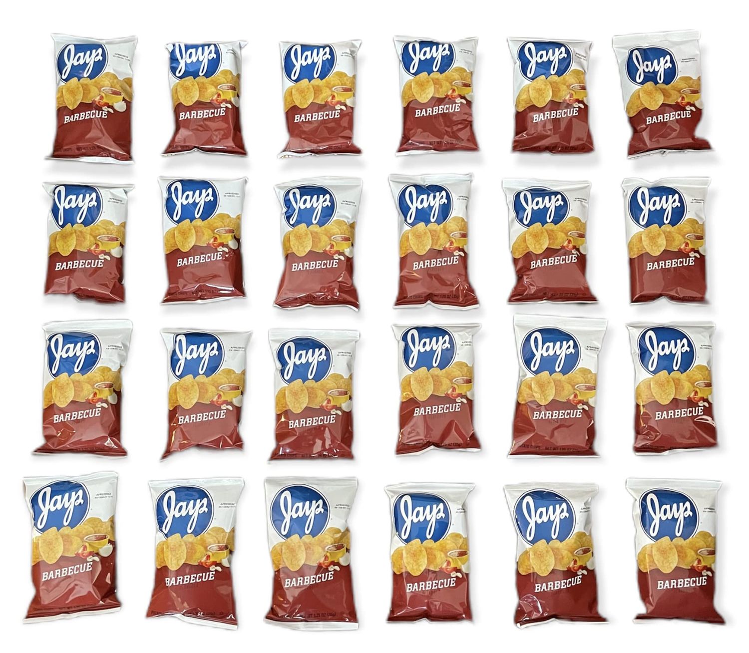Jay&#39;s Barbecue Potato Chips Chicago - Style taste Munchie Box Pack 1.25 Oz Bags (Pack of (24) 1.25 Oz Bags)
