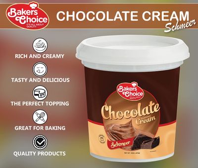 Premium Chocolate Spread -16 oz. - Rich &amp; Creamy Pastry Filling, Breakfast Syrups &amp; Toppings for Cakes, Cookies and Desserts - Dairy Free, Kosher - Chocolate Schmear By Bakers Choice