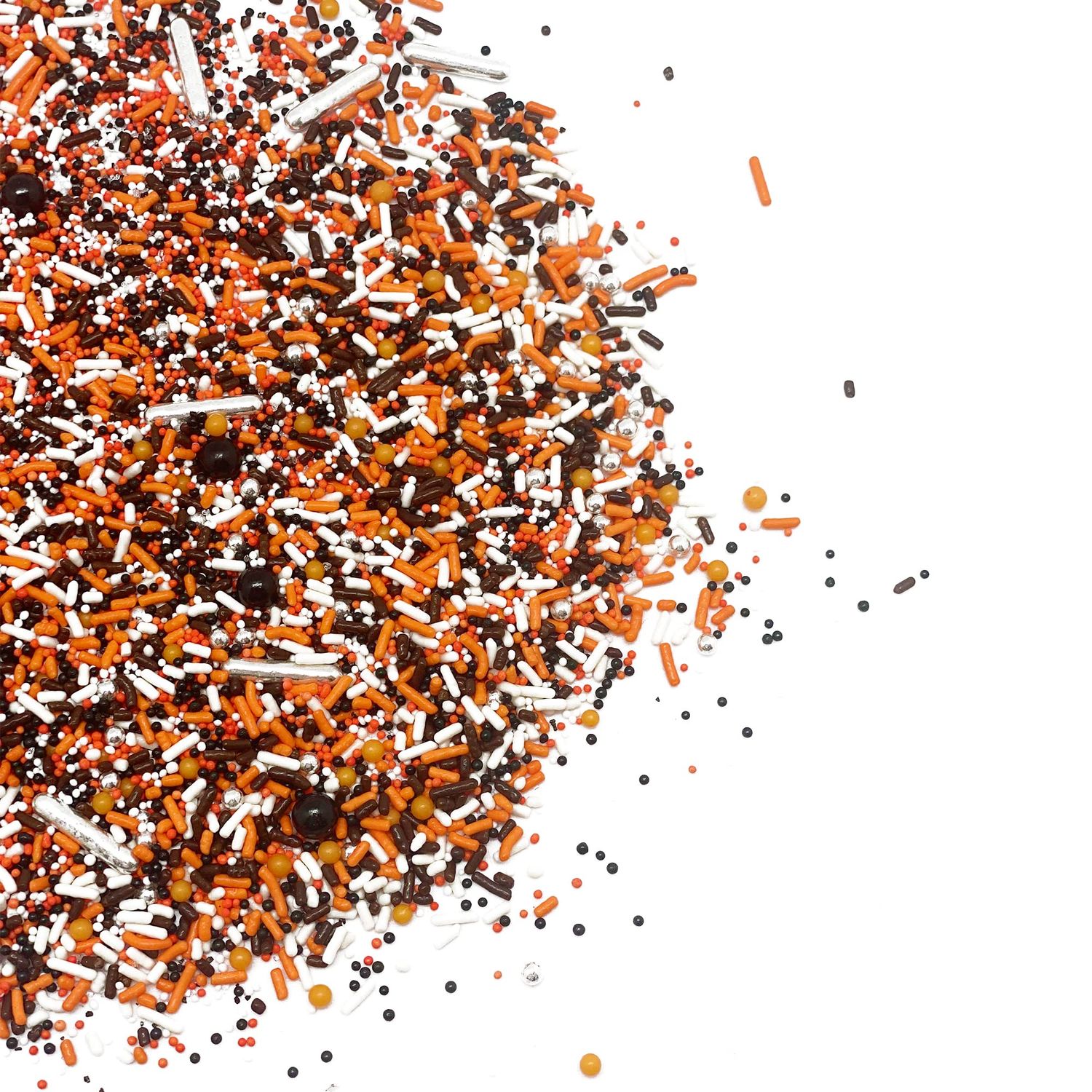 Halloween Party Sprinkle Mix | Resealable Standup Bag | Jimmies and Nonpariels in Orange, White, and Brown | Halloween Themed Sprinkles | Bulk Sprinkles for Baked Goods and More 12 Oz