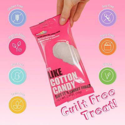 Mooosh Gluten free Cotton Candy Snack Ideal for Low Carb, Keto, Low Cal and High Fiber Diets Delicious Plant Based Vegan 20 Calorie Treat for Adults and Kids 1 Box (12-Pack)