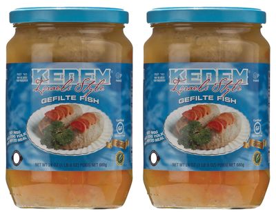 Kedem Gluten Free Israeli Style Gefilte Fish 24oz (2 Pack) No MSG, No Egg Yolk, No Matzo Meal, Nothing Artificial