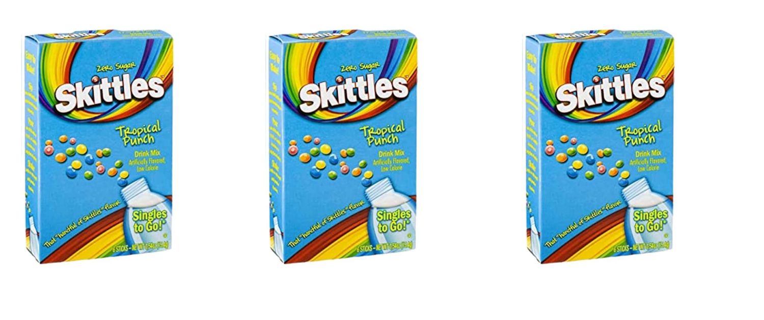 Skittles Singles To Go Tropical Punch 6 CT (Pack of 3)