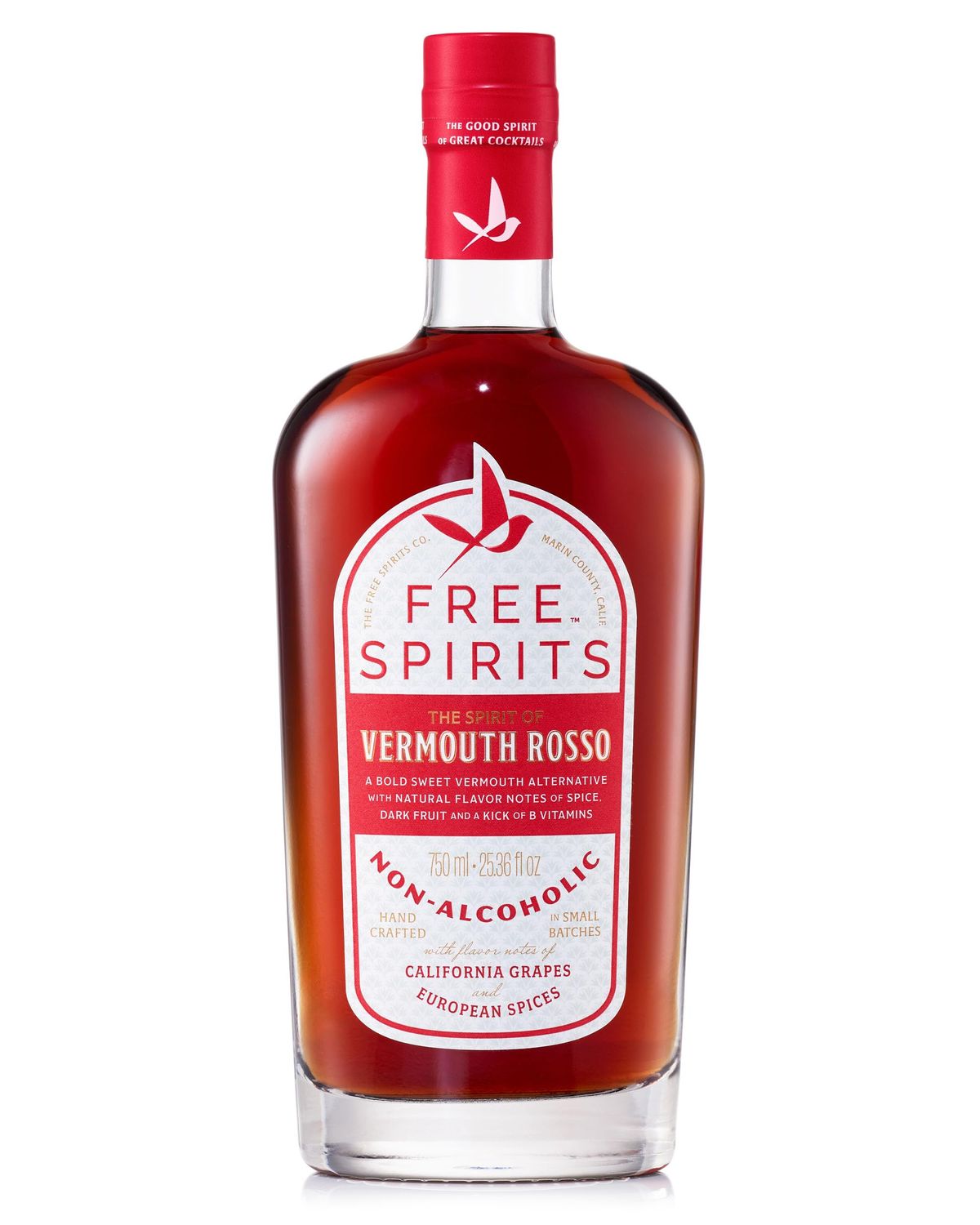 Free Spirits NonAlcoholic Vermouth Rosso  Platinum Medal Winning Sweet Vermouth Alternative  Low Calorie Vegan GlutenFree with Vitamins  Natural Ingredients for Delicious Cocktails  750 ml Bottle