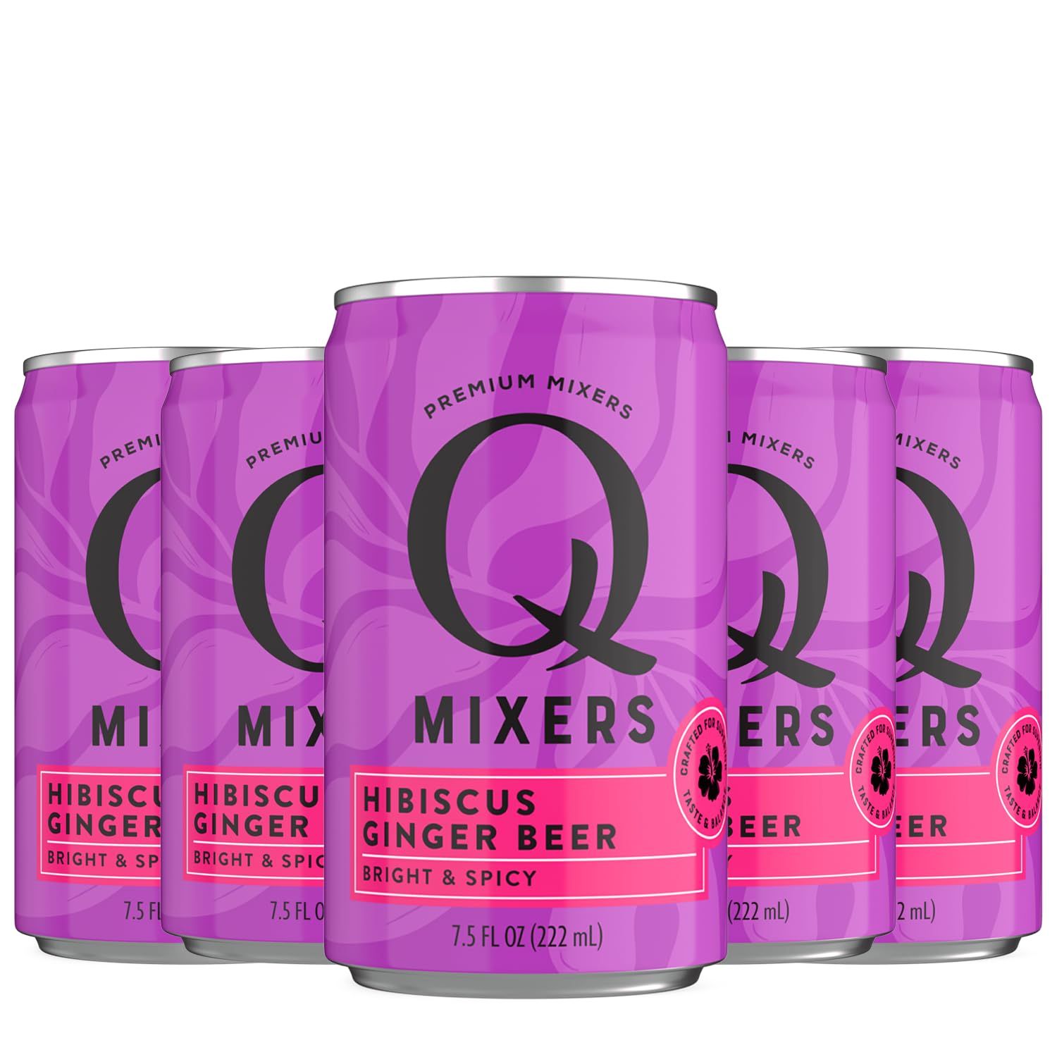 Q Mixers Hibiscus Ginger Beer Premium Cocktail Mixer Made with Real Ingredients 7.5oz Can | 5 PACK