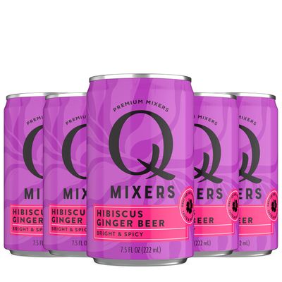 Q Mixers Hibiscus Ginger Beer Premium Cocktail Mixer Made with Real Ingredients 7.5oz Can | 5 PACK
