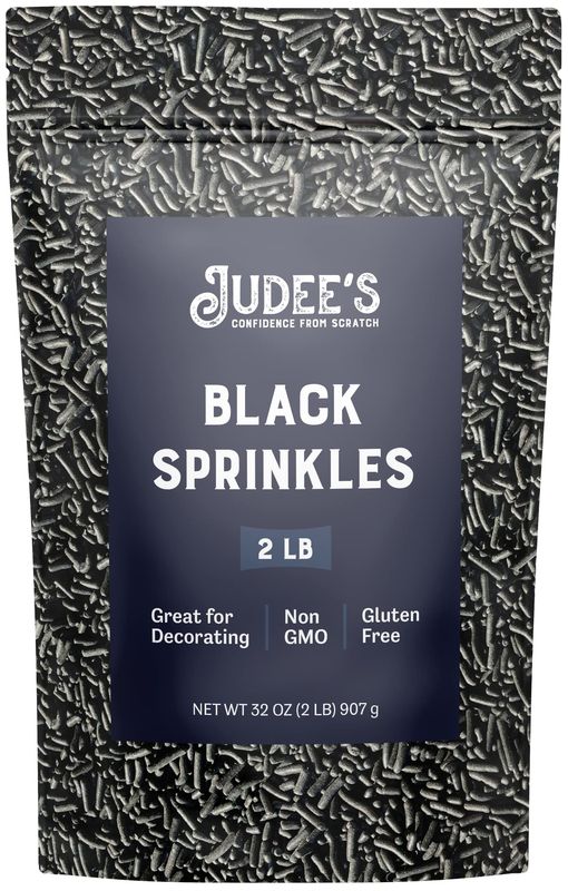 Judee&#39;s Black Sprinkles 2 lb - Great Birthday, Specialty Cake, and Halloween Sprinkles - Add Fun to Your Baked Goods - Use for Baking and Ice Cream Toppings - Gluten-Free and Nut-Free