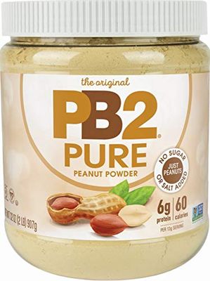 PB2 Pure Peanut Butter Powder - [2 lb/32 oz Jar] - No Added Sugar, No Added Salt, No Added Preservatives - 100% All Natural Roasted Peanuts - 6g of Plant-Based Protein