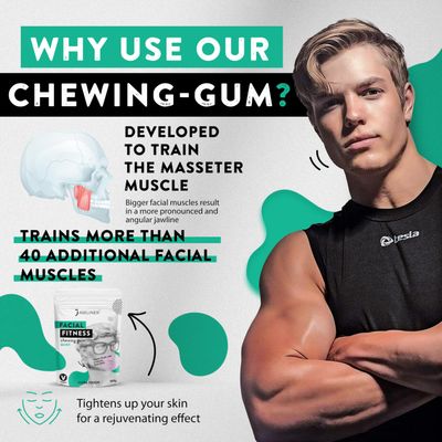 Jawliner Fitness Chewing Gum (2-Month Pack) Jawline Gum - Sugar-Free Mint Gum - Jawline Exerciser for Mewing &amp; Shaping the Jaw - 15x Harder Than Regular Gum