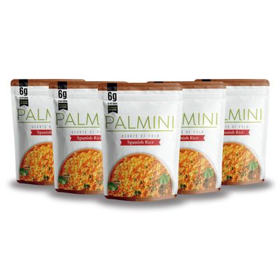 Palmini Spanish Rice | Low-Carb, Low-Calorie Hearts of Palm Rice | Keto, Gluten Free, Vegan, Non-GMO | As seen on Shark Tank | (8 Ounce Pouch - Pack of 6)
