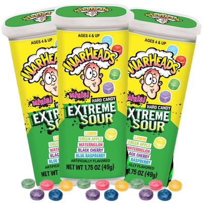 Mini Extreme Sour Hard Candies, Assorted Fruit Flavors, 1.75 Ounces (Pack of 3)