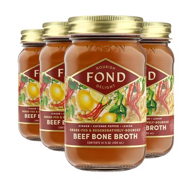 FOND Grass-fed Regenerative Beef Bone Broth infused with Organic Ginger &amp; Cayenne