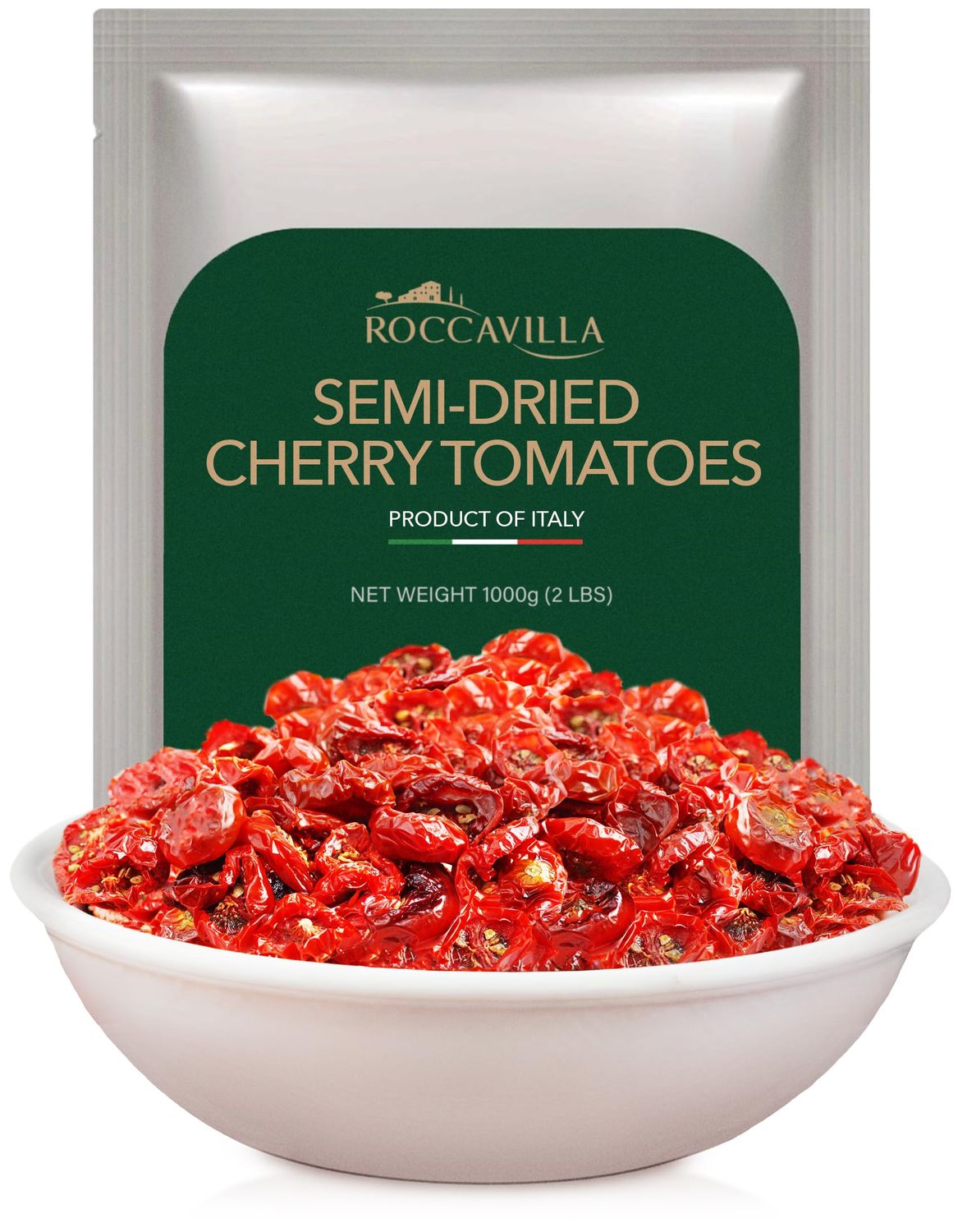 Premium Italian Bulk Sun Dried Cherry Tomatoes, 2 Pound Vacuum Packed Bag | Product of Italy | Certified Kosher