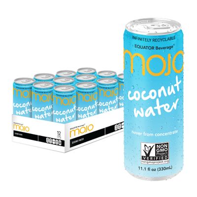 MOJO Coconut Water | Hydration Drink &amp; Sports Drink | Electrolytes Beverage 1043 mg | Vitamin B &amp; C | Hydration Drink for Skin &amp; Body | 11.1 Oz (Pack Of 12)