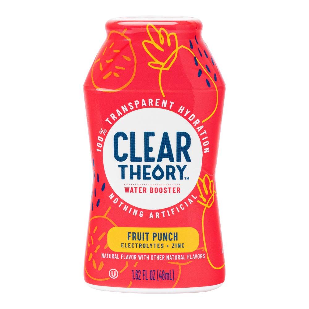 Clear Theory Water Flavoring Drops with Electrolytes, Water Enhancer Liquid Flavored Water Drink Mix, Hydration for Kids, Vegan, Gluten Free, Low Calorie, Fruit Punch, 4 Pack, 1.62 Fl Oz Bottles