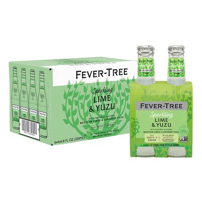 Fever Tree Sparkling Yuzu &amp; Lime - Premium Quality Mixer - Refreshing Beverage for Cocktails &amp; Mocktails. Naturally Sourced Ingredients, No Artificial Sweeteners or Colors - 200 ML Bottles-Pack of 24