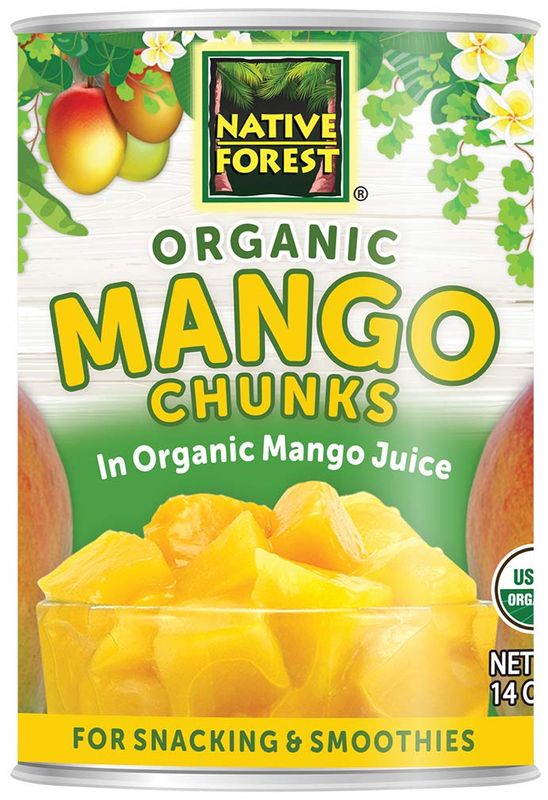 Native Forest Organic Mango Chunks - Mango Canned, Mangoes, Mangos, Canned Fruit No Sugar Added, Mango Sliced, Mango Fruit - 14 Ounce (Pack of 6)