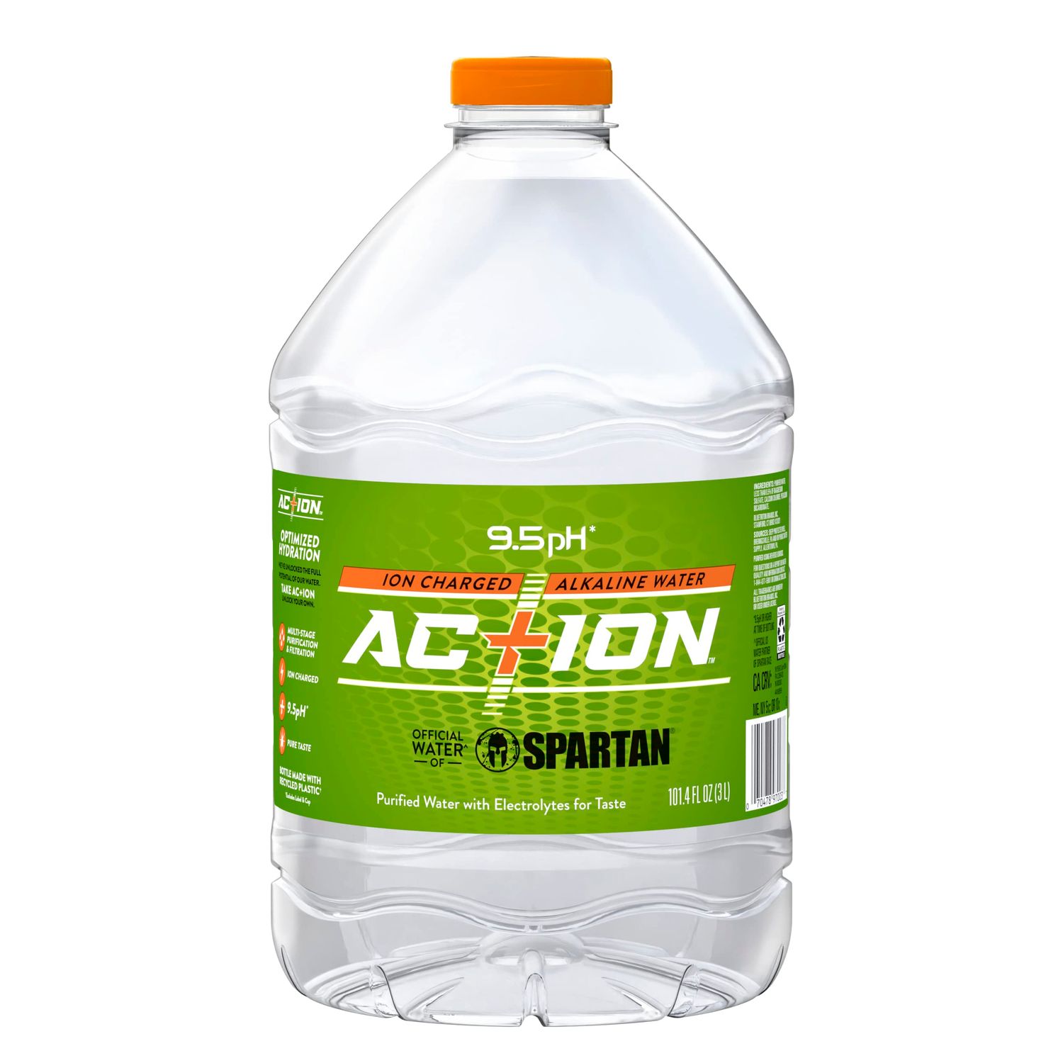 Ac+ion, Ion Charged Alkaline Water, 3 Liter, Water Bottle