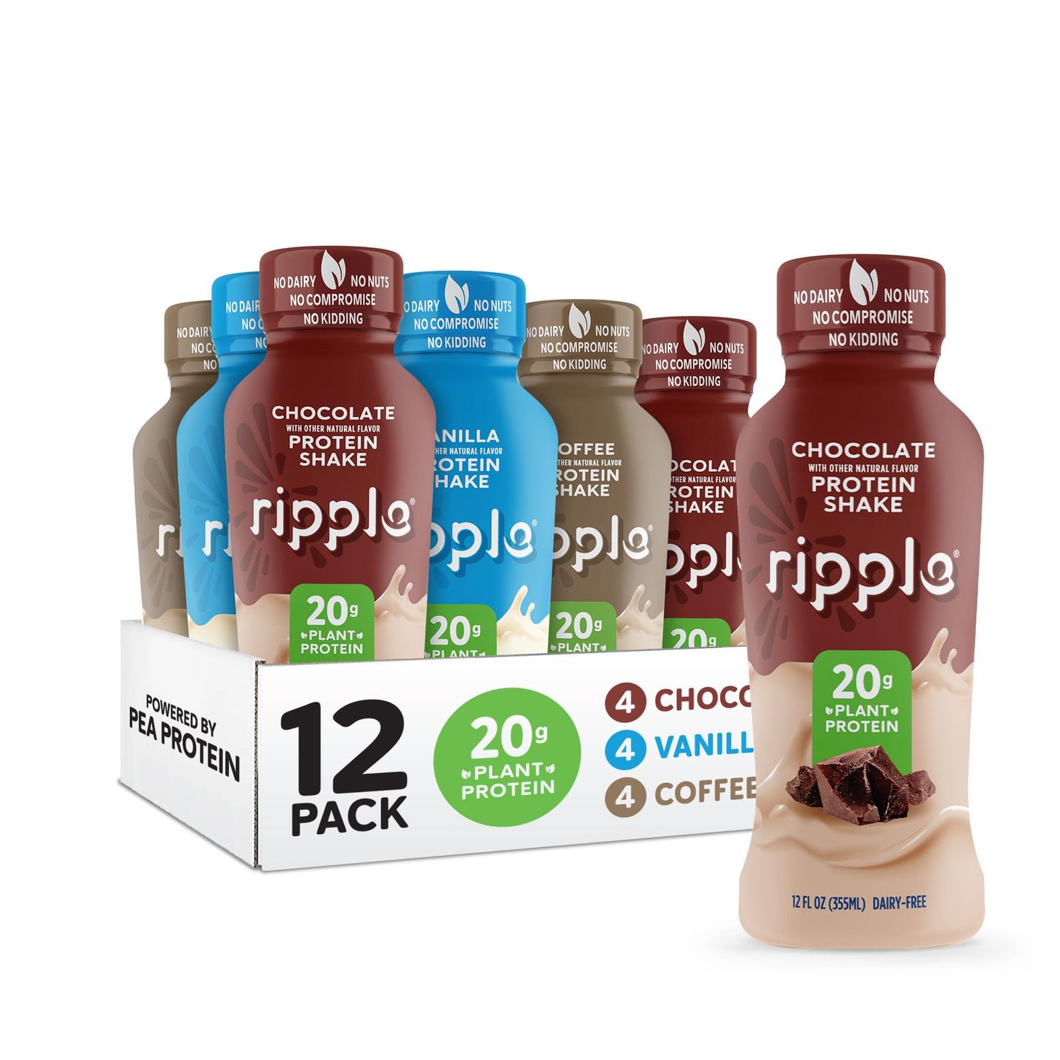 Ripple 12 oz Protein Shakes (12 Fl Oz (Pack of 12), Variety Pack)