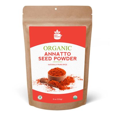 SPICY ORGANIC Annatto Powder 16 oz. - Certified USDA Organic - Ground Achiote Seed Spice for Seasoning and Cooking