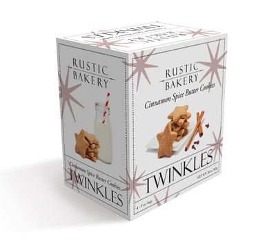 Rustic Bakery Handmade Twinkles Cinnamon Spice Butter Cookies, Crunchy with Cinnamon, Nutmeg, and Cloves, Single 20 Oz Box