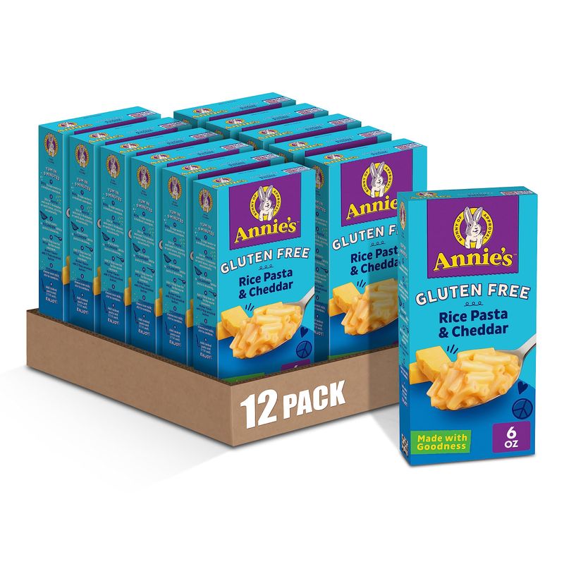 Annie&#39;s Gluten Free Macaroni and Cheese, Rice Pasta and Cheddar, 6 oz (Pack of 12)