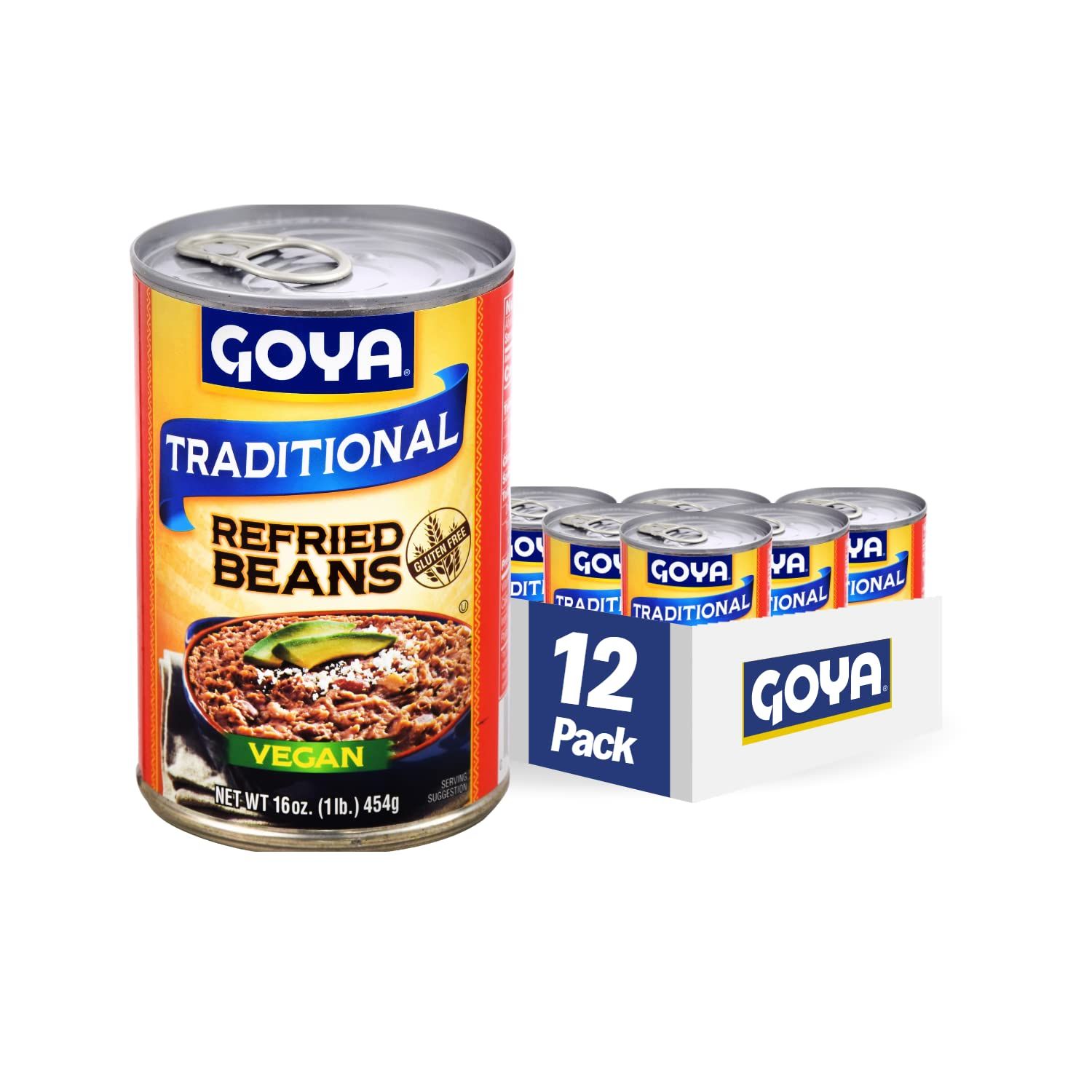 Goya Foods Traditional Refried Pinto Beans, 16 Ounce (Pack of 12)