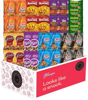 Snacks Variety Pack for Adults - Snack Pack Care Package - Party Mix Snack Mix Gift Box - Chex Mix Individual Packs Bulk Assortment (32 Pack)