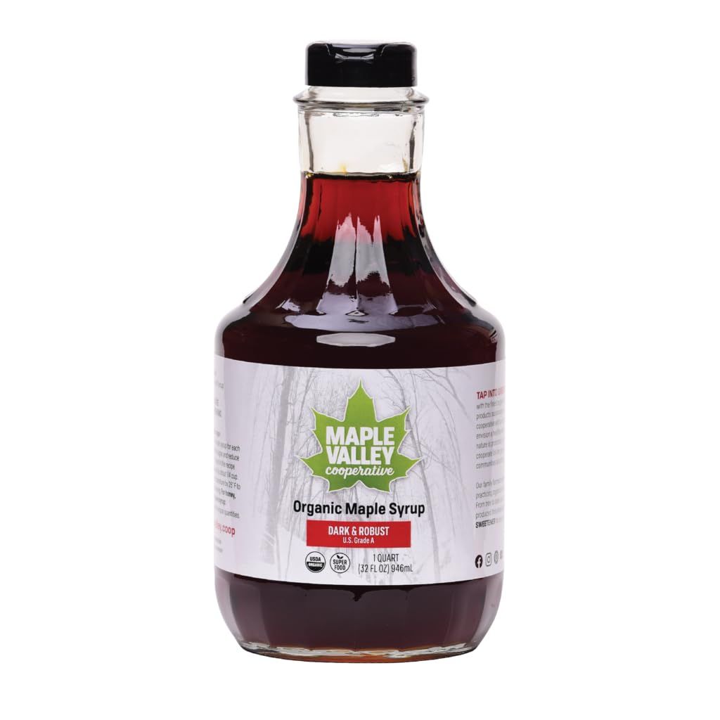 Maple Valley 32 oz. Organic Maple Syrup - Grade A Dark &amp; Robust in Glass Decanter