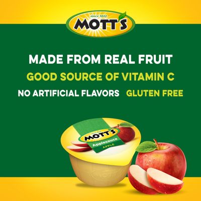 Mott's Applesauce, 4 Oz Cups, 18 Count, No Artificial Flavors, Good Source Of Vitamin C, Nutritious Option For The Whole Family