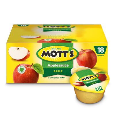 Mott&#39;s Applesauce, 4 Oz Cups, 18 Count, No Artificial Flavors, Good Source Of Vitamin C, Nutritious Option For The Whole Family