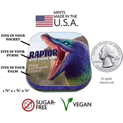 The Unemployed Philosophers Guild Raptor After Dinner Breath Mints - Dinosaur-Themed Mint, 1 Tin, Net Wt .4oz (12g)