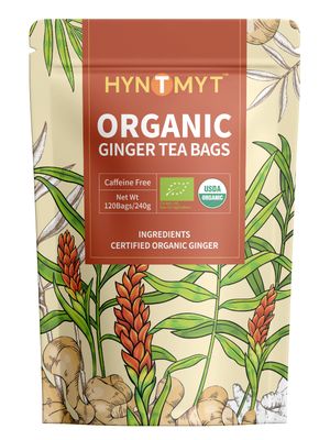 HYNTMYT Organic Ginger Tea Bags, USDA Organic Ginger Root Tea, Spicy &amp; Warm Flavor, Caffeine Free, 120 Count