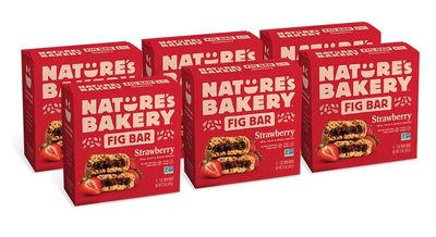 Nature&#39;s Bakery Whole Wheat Fig Bars, Strawberry, Real Fruit, Vegan, Non-GMO, Snack bar, 6 boxes with 6 twin packs (36 twin packs)