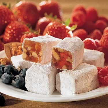Liberty Orchards, Fruit Delights - Assorted Vegan Fruit and Nut Candies, Gluten Free, Lokum with Nuts, Strawberry &amp; Walnut Turkish Delight Gourmet Snack 10 Oz