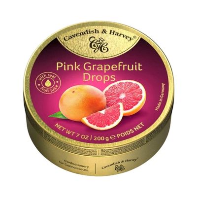 Cavendish &amp; Harvey | Pink Grapefruit Hard Candy Drops | 7 Ounce Tins - 1 Pack