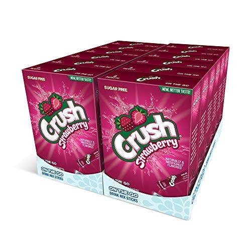 Crush, Strawberry - Powder Drink Mix - (12 boxes, 72 sticks) - Sugar Free &amp; Delicious, Makes 72 flavored water beverages