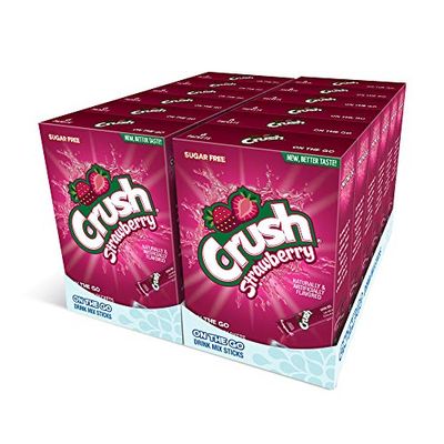 Crush, Strawberry - Powder Drink Mix - (12 boxes, 72 sticks) - Sugar Free &amp; Delicious, Makes 72 flavored water beverages