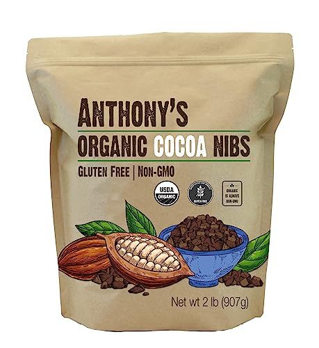 Anthony&#39;s Organic Cacao Cocoa Nibs, 2 lb, Batch Tested and Verified Gluten Free